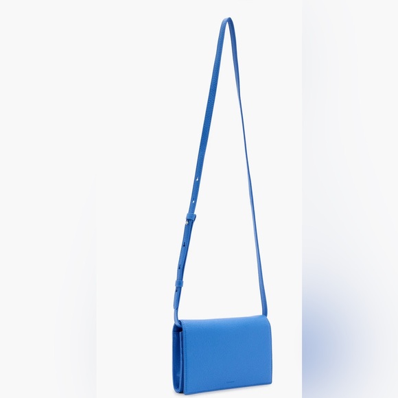 NWT AllSaints Fetch Leather Blue Wallet on Chain silver chain - Picture 6 of 8